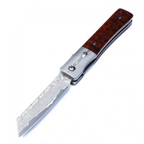 Higonokami Knife Damascus Steel and Wood